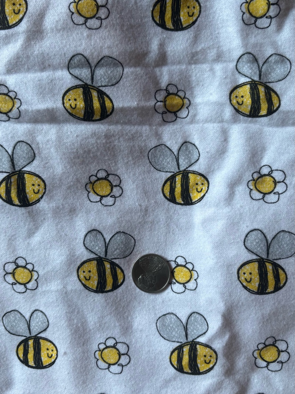 Bees Flowers Flannel Fabric Sold by the Yard 36"x44”